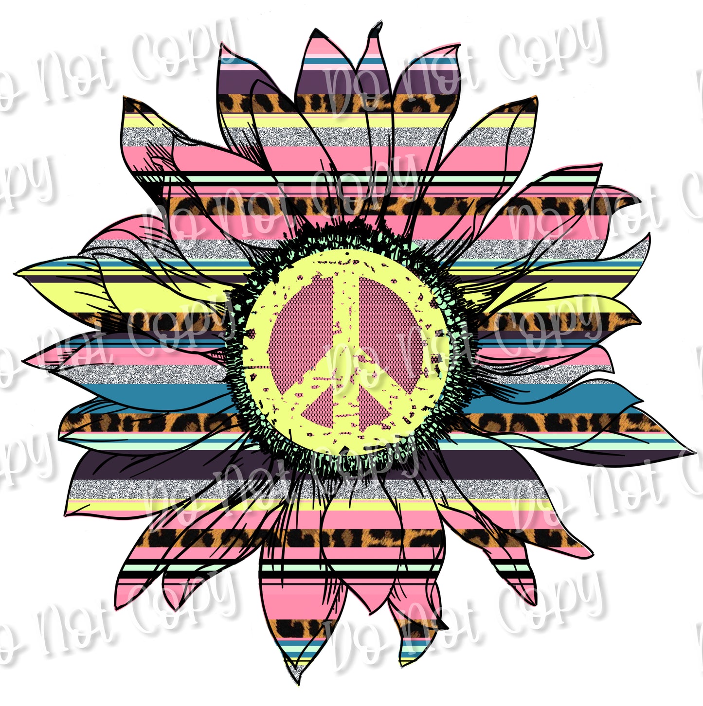 Pastel Serape Peace Sunflower