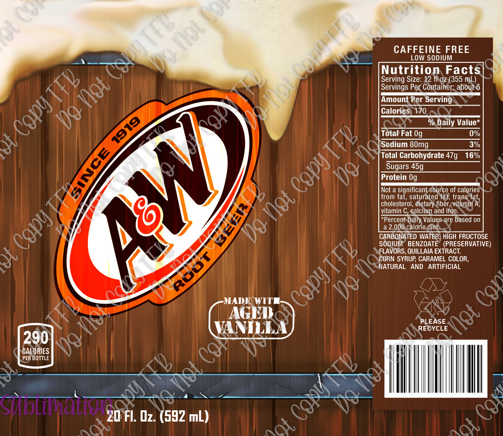 A & W Rootbeer 20oz Skinny Straight Sublimation