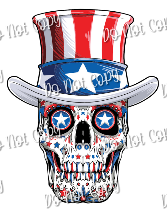 American Flag Sugar Skull 1 Sublimation
