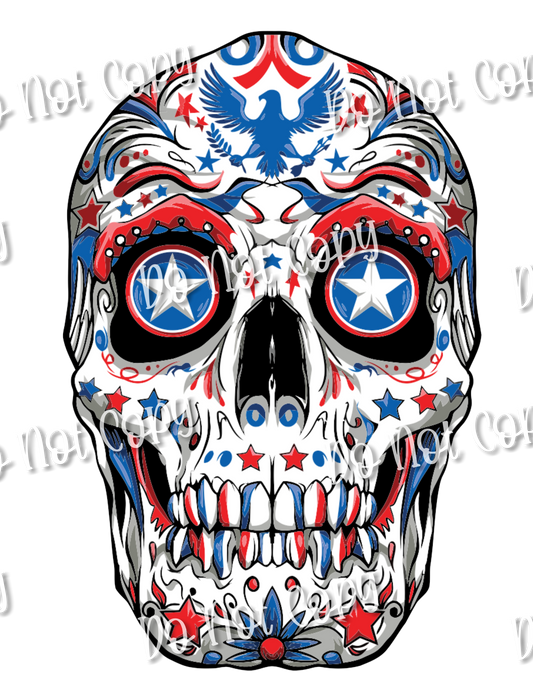 American Flag Sugar Skull 2 Sublimation