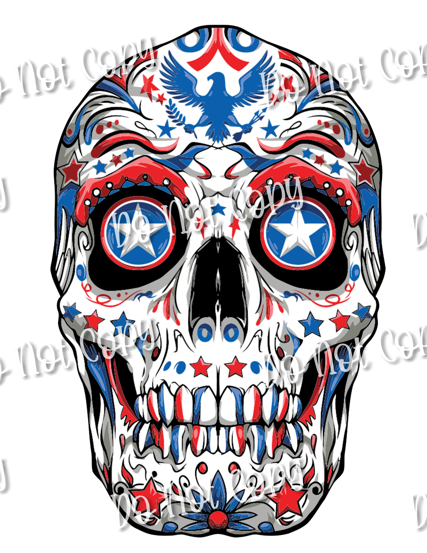 American Flag Sugar Skull 2 Sublimation