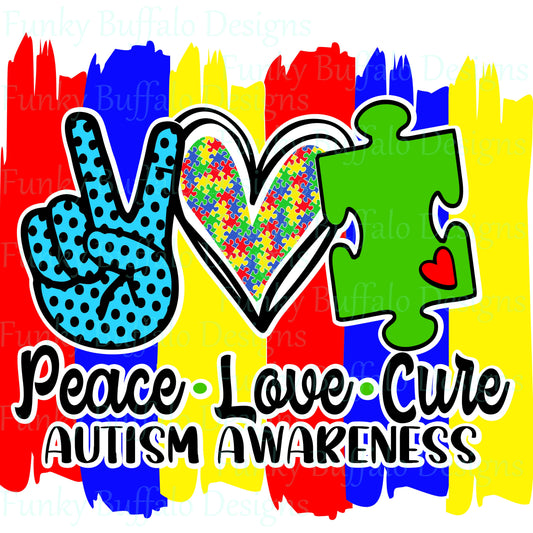 Peace Love Autism Brushstroke