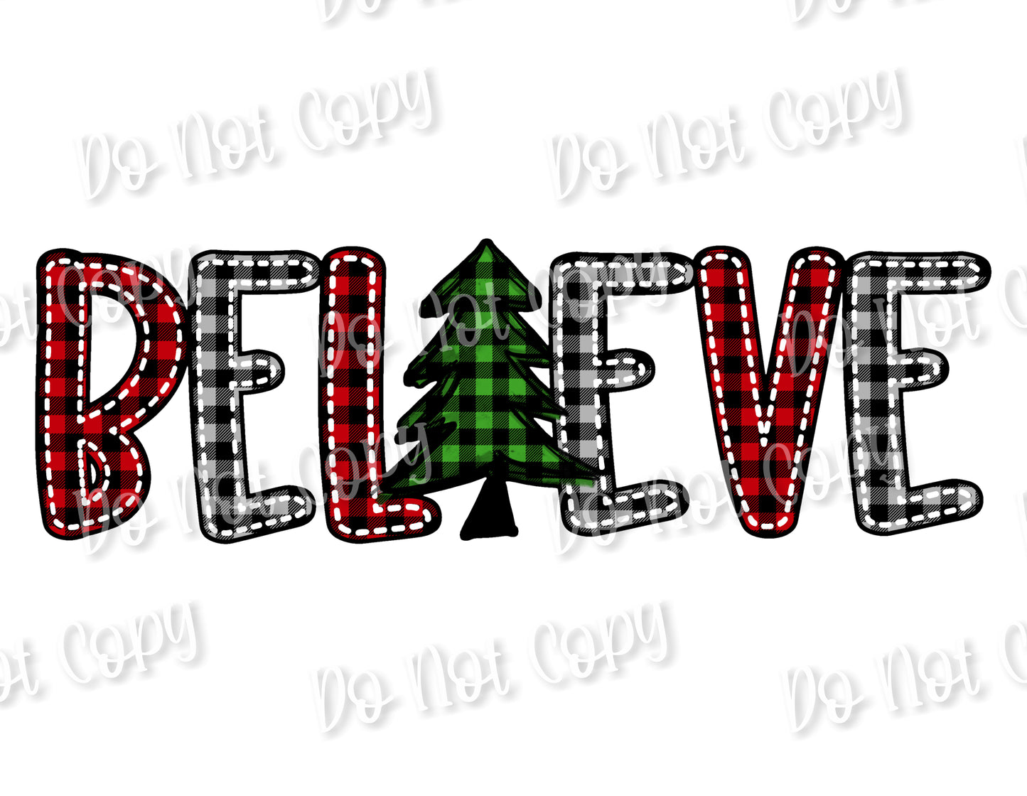 Believe Buffalo Plaid Sublimation