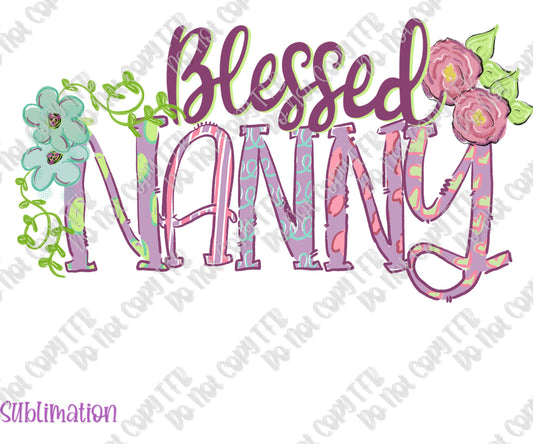 Blessed Nanny Pastel Floral Sublimation
