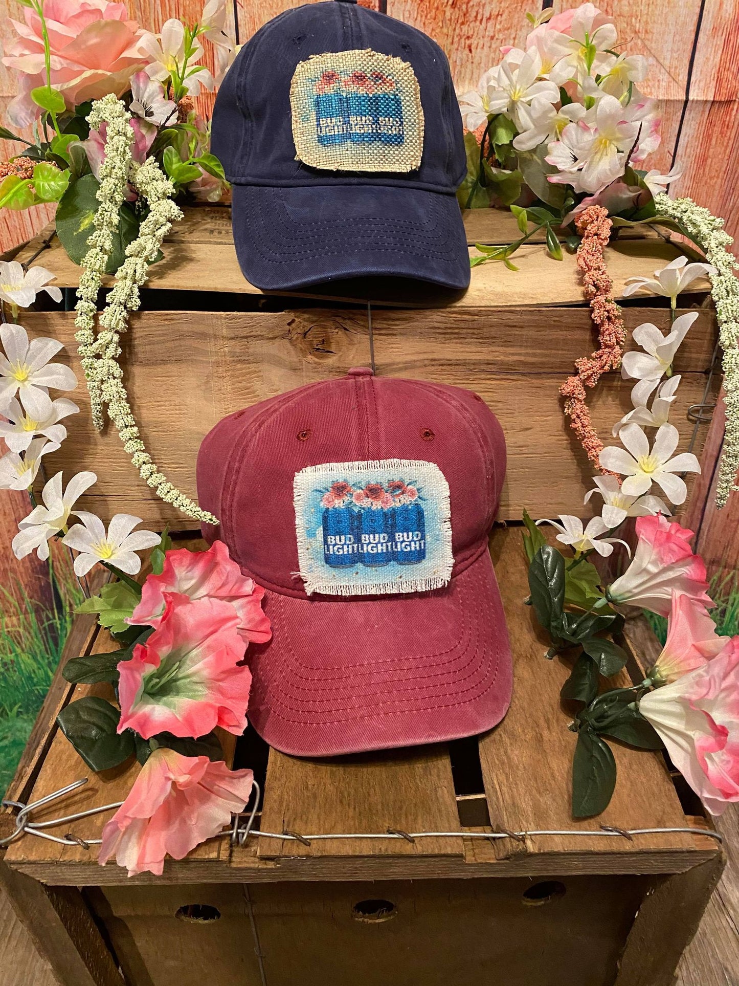 Bud Light Pink Flowers Hat Patch