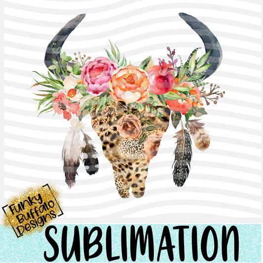 Bull Skull Leopard Sublimation