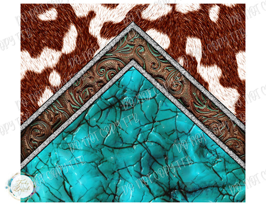Cowhide Turquoise Marble 20oz Skinny Straight Sublimation