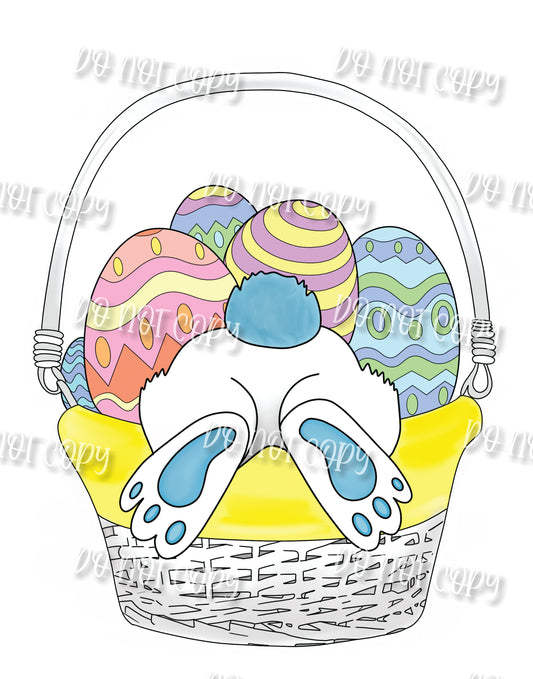 Easter Basket Blue Bunny Sublimation