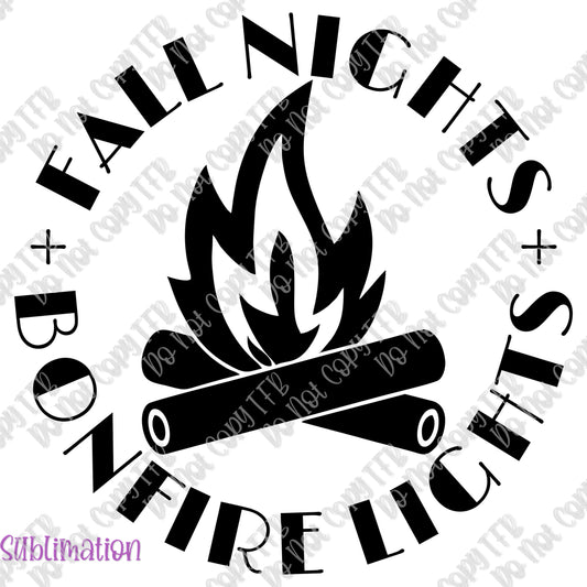 Fall Night Bonfire Lights Sublimation Print