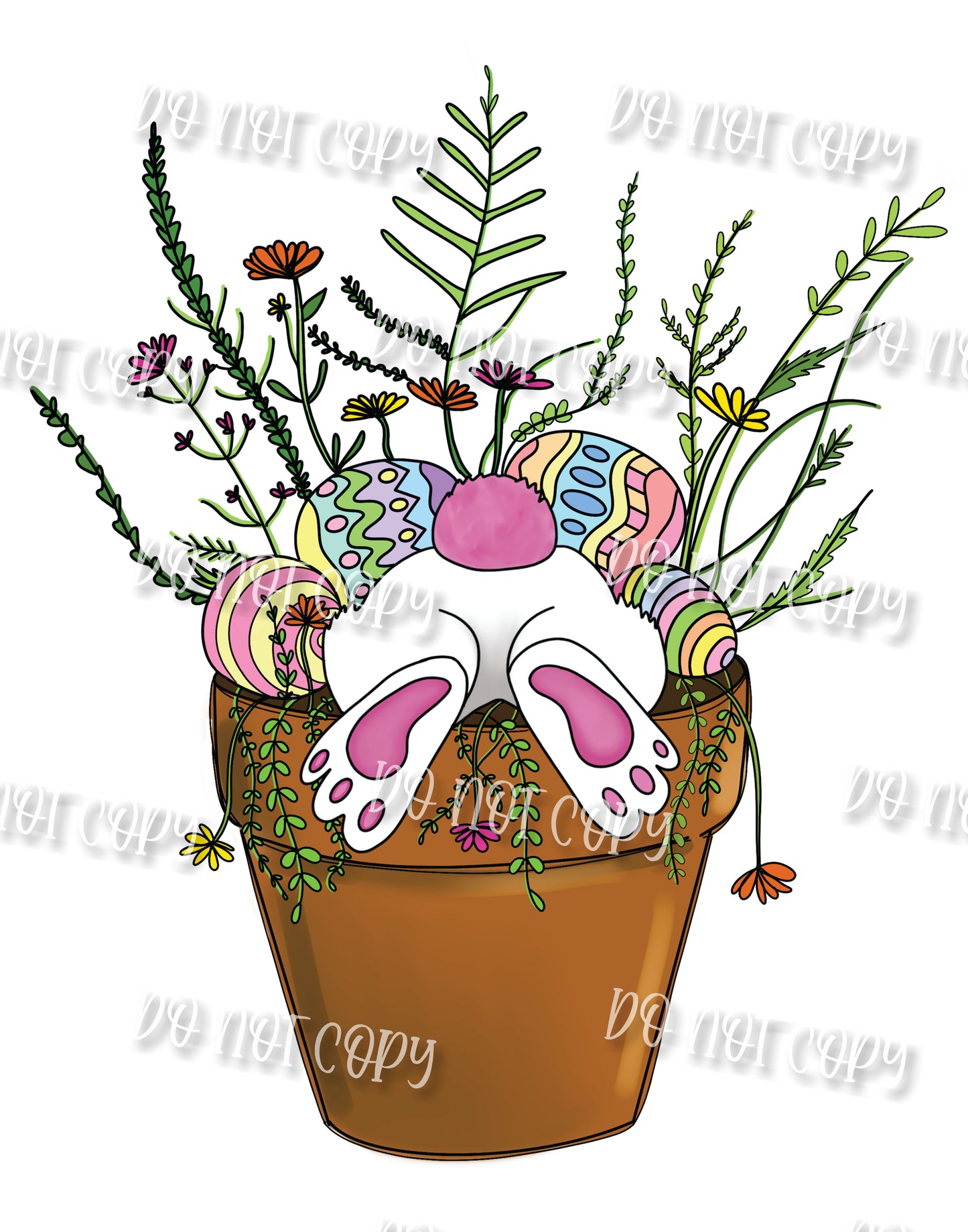Flower Pot Pink Bunny Sublimation