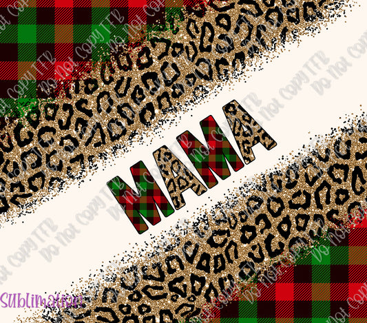 Green Red Plaid Mama Tumbler Sub 20oz Skinny