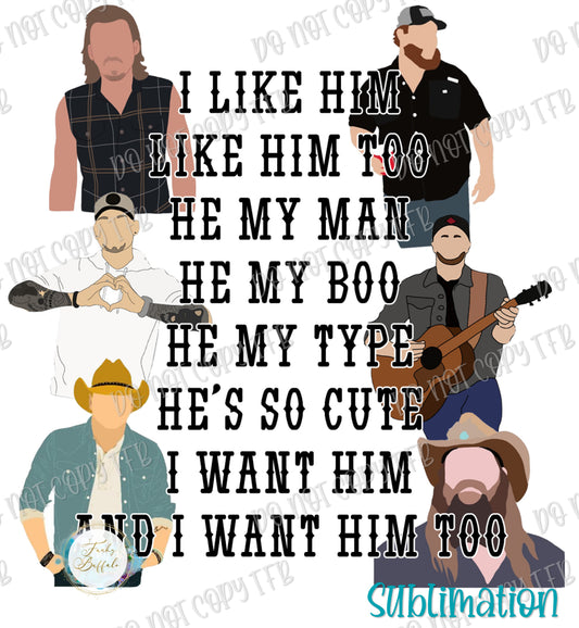 I like Him Young Country Men Sublimation Print