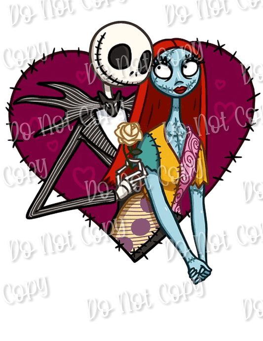 Jack and Sally Heart Sublimation