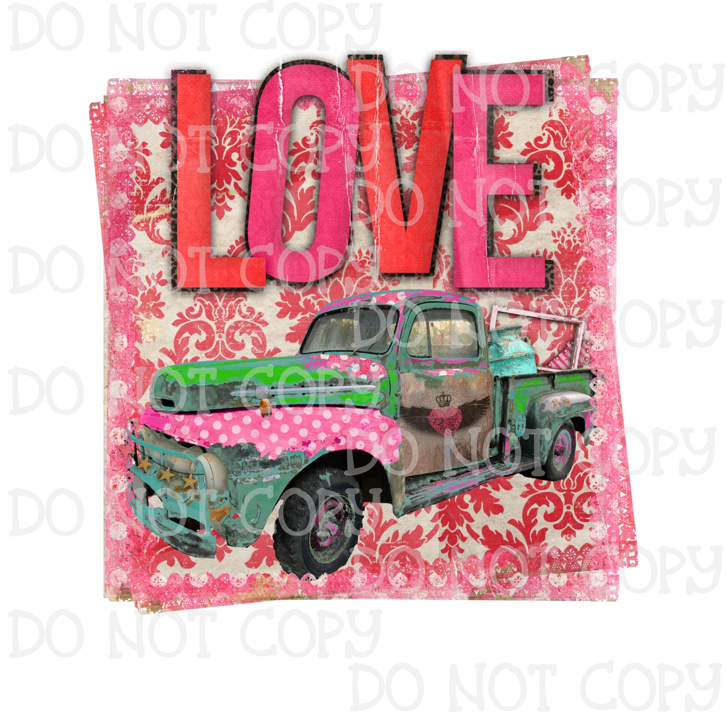 Love Truck Distressed Sublimation