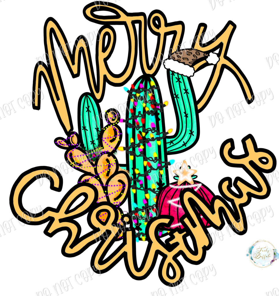 Merry Christmas Cactus Sublimation