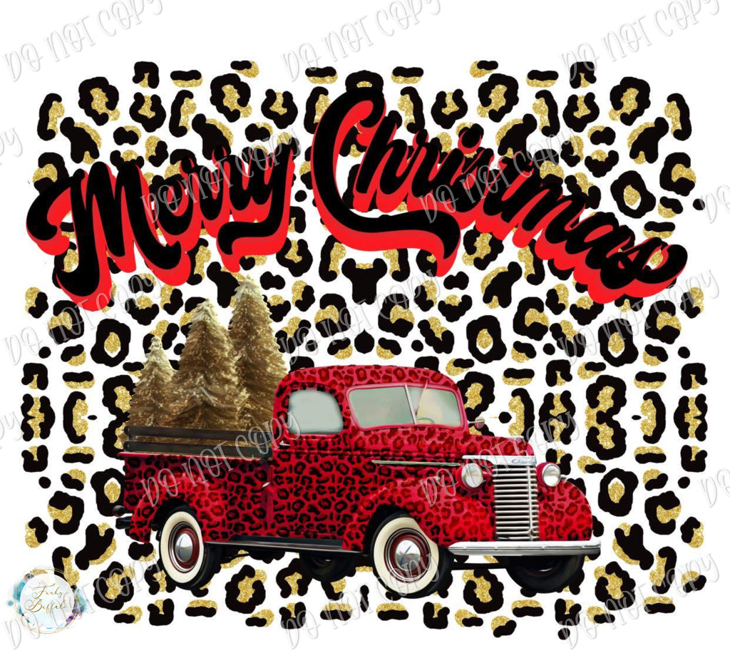 Merry Christmas Leopard Truck Sublimation