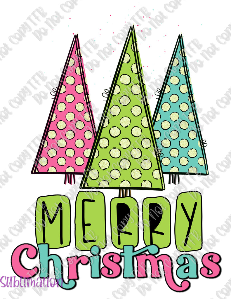 Merry Christmas Retro Trees Sublimation