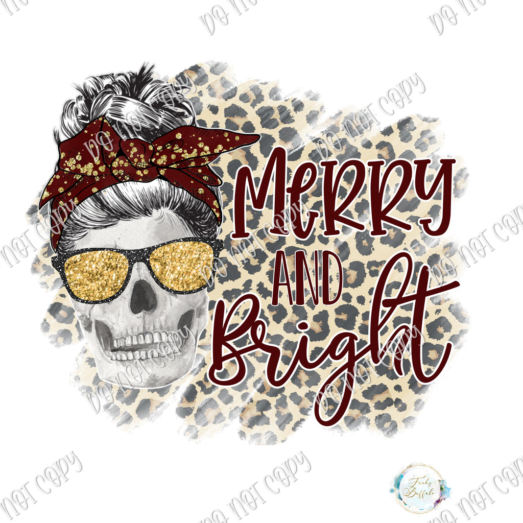 Merry and Bright Skull Sublimation