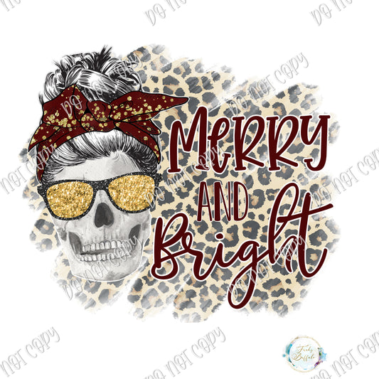 Merry and Bright Skull Sublimation