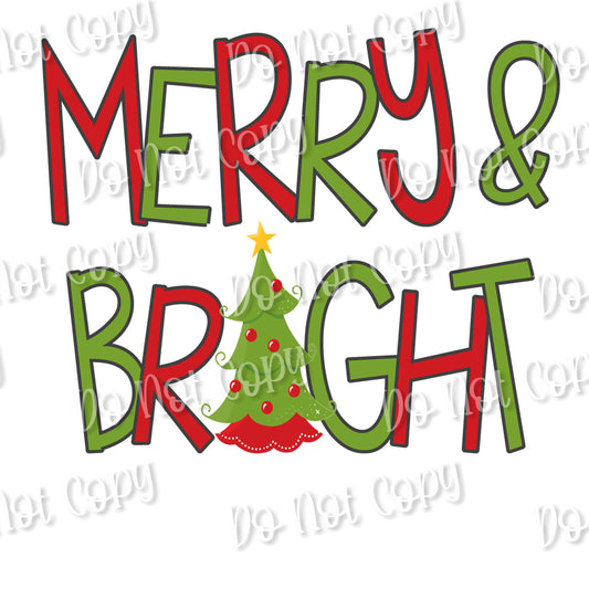 Merry and Bright With Tree Sublimation