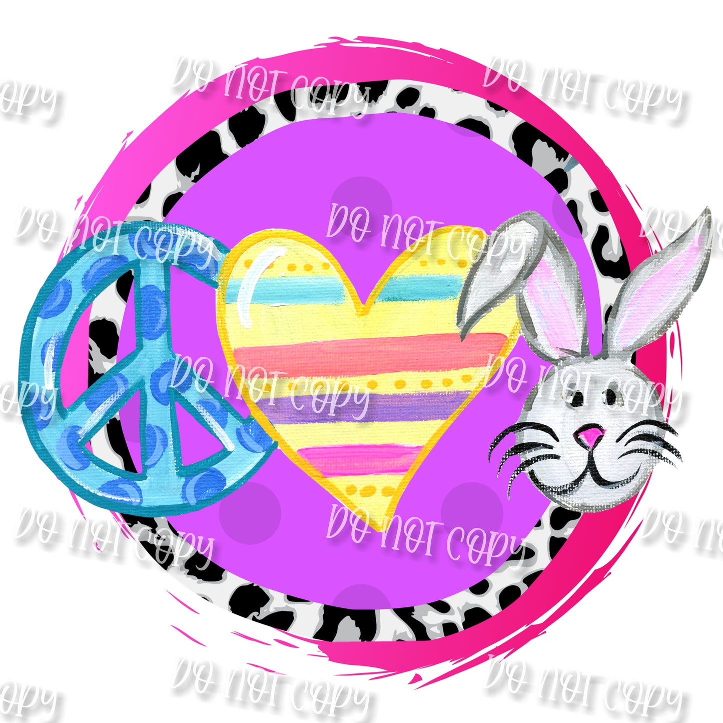 Peace Love Bunny Cheetah Circle Sublimation