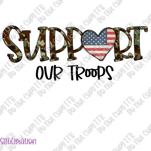 Support Our Troops Heart Sublimation