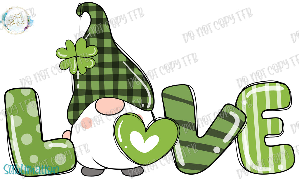 St Patrick's Day Gnome Love Sublimation