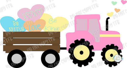 Tractor with Hearts Pink Sublimation