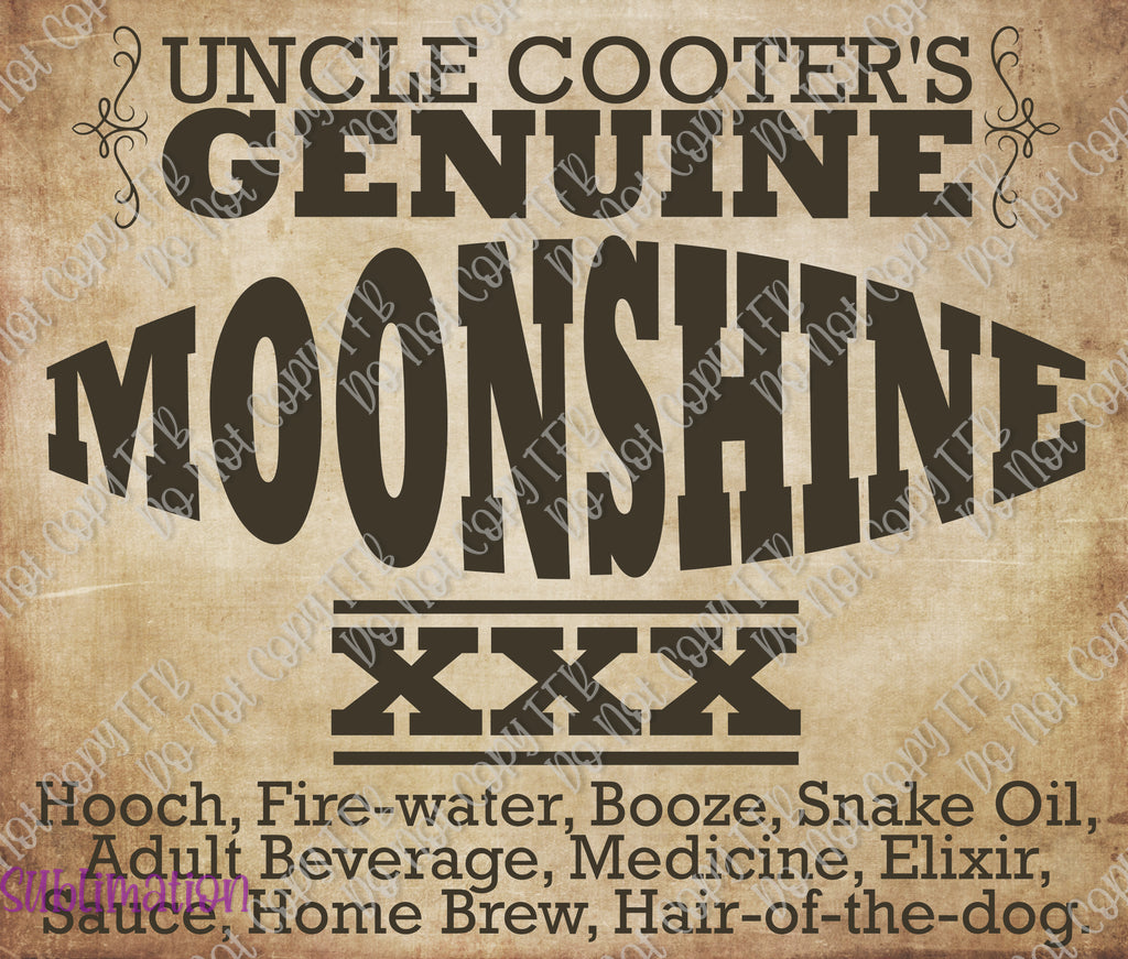 Uncle Cooter's Moonshine Sublimation Prints