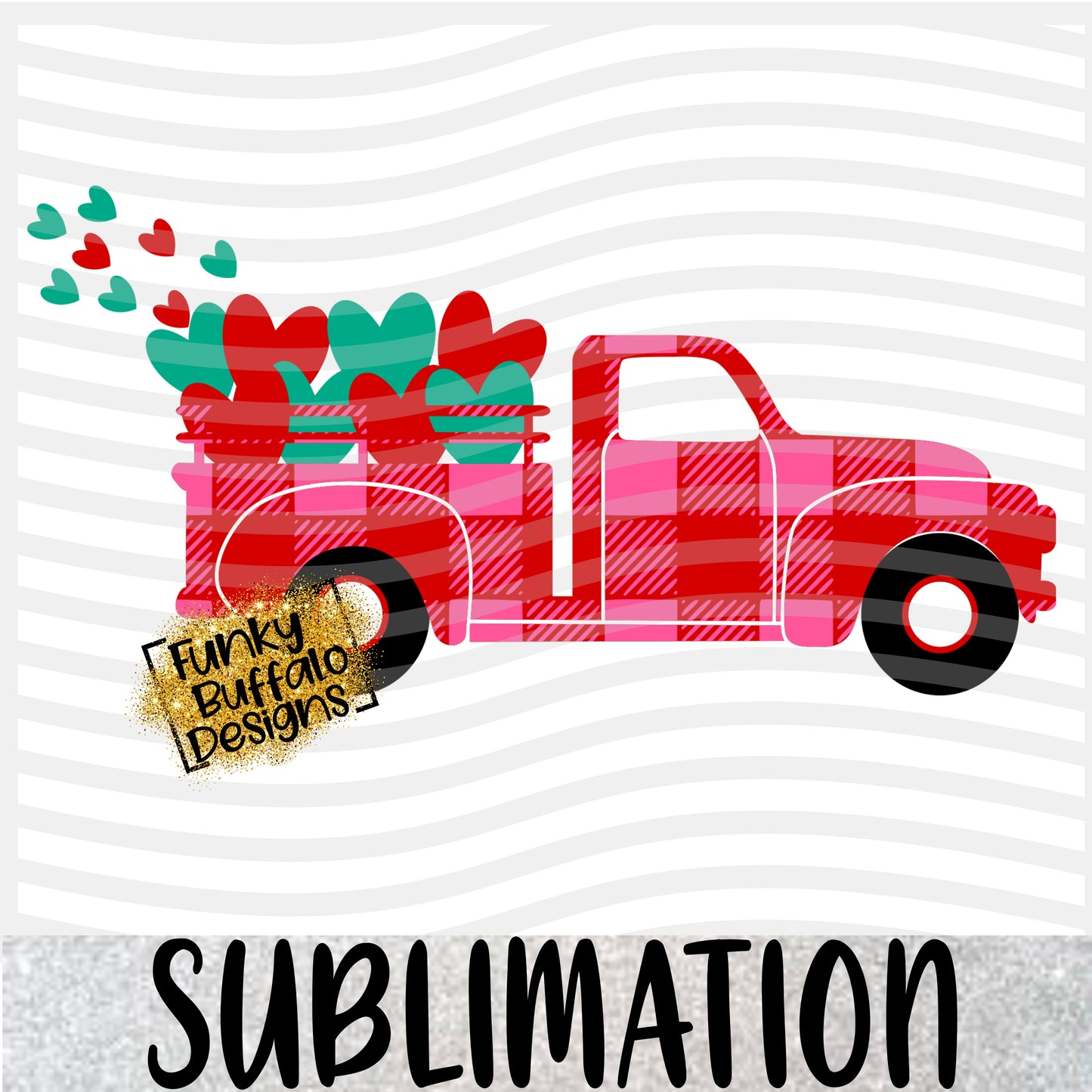 Valentine Plaid Truck Sublimation