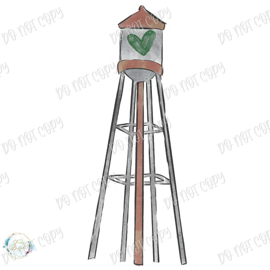 Water Tower Green Heart Sublimation