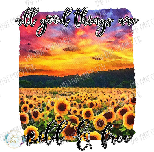 Wild and Free Sunflower Field Sublimation