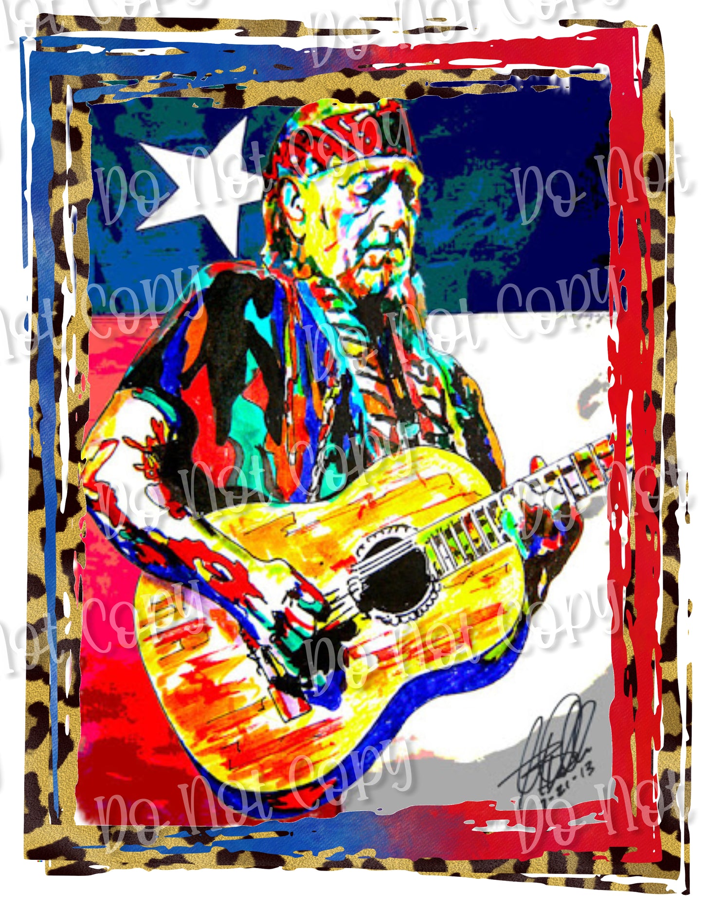 Willie Nelson Leopard Frame Sublimation Print