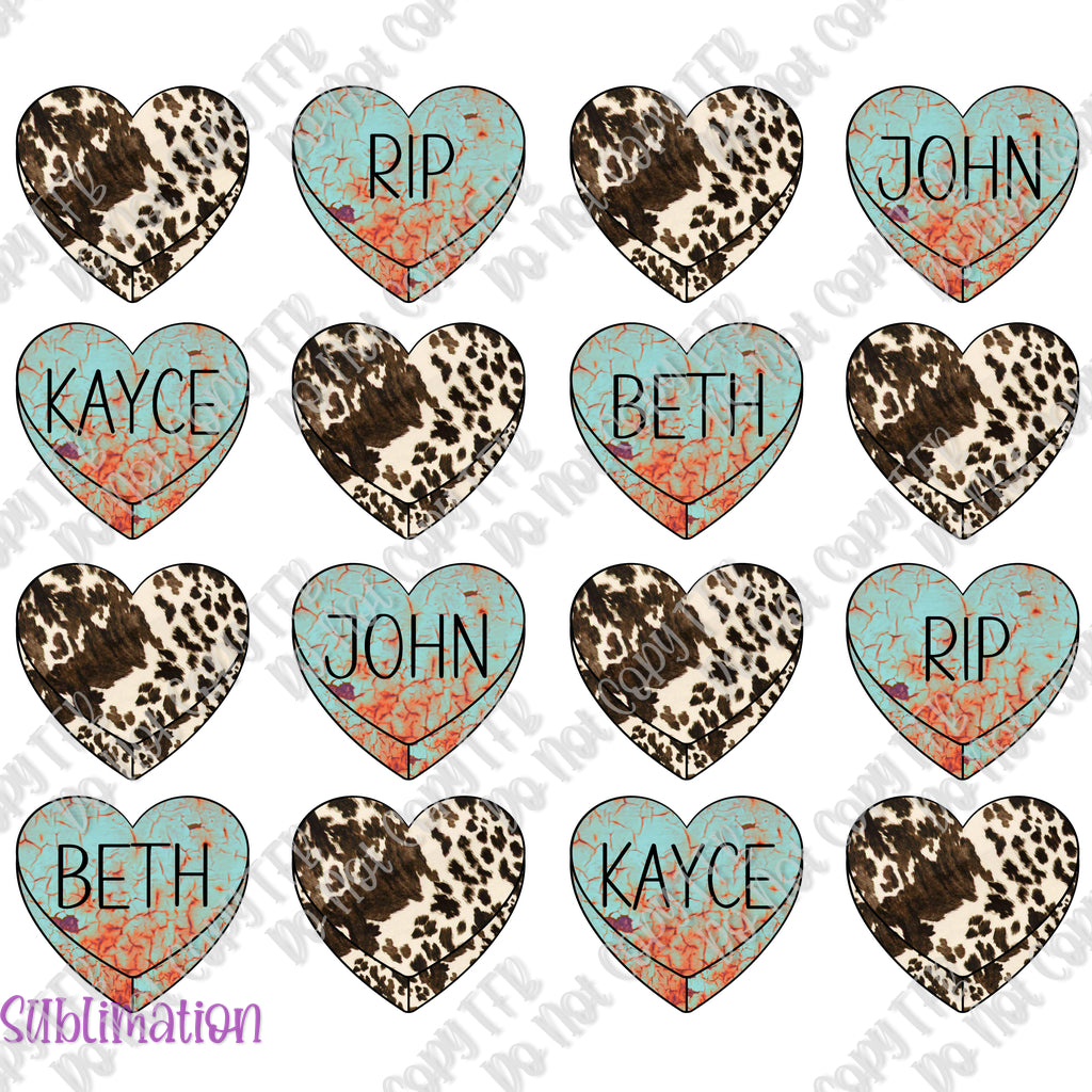 Yellowstone Conversation Hearts Sublimation