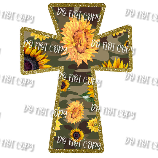 Camo Sunflower Cross