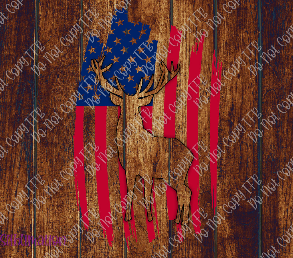 Deer American Flag Tumbler Sublimation Prints