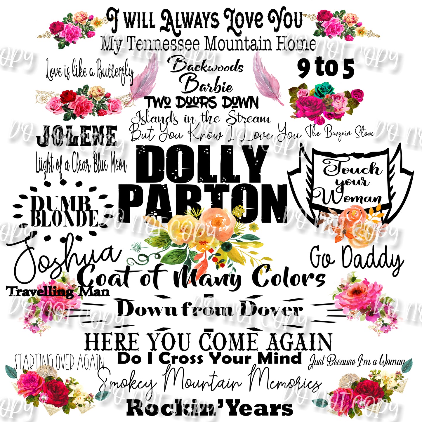 Dolly Parton Lyrics Sublimation Print