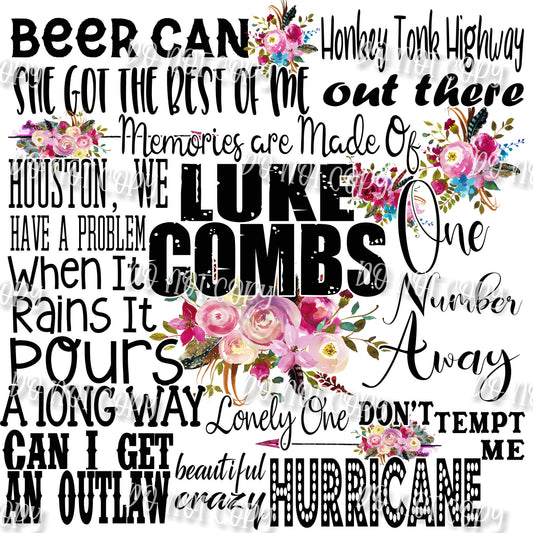 Luke Combs Lyrics Sublimation Print